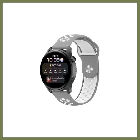 Bezos Watch 20mm Uyumlu Spor Delikli Kordon - Gri-Beyaz SRH