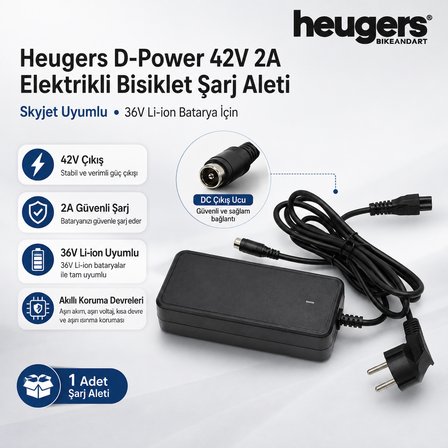 Heugers D-Power 42V 2A Elektrikli Bisiklet Şarj Aleti (Skyjet Uyumlu)
