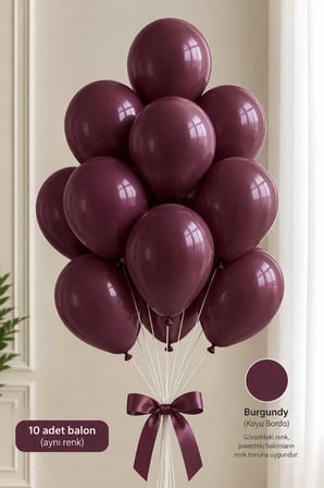 Latex Balon Seti 10'lu- BURGUNDY/BORDO