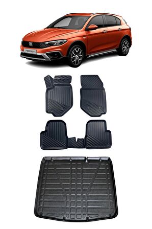 Fiat Egea Cross 2021 ve Sonrası Araca Özel 4D Havuzlu Paspas ve Bagaj Seti