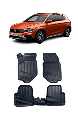 Fiat Egea Cross 2021 ve  Uyumlu Sonrası Araca Özel Kauçuk 4D Havuzlu Paspas Takımı