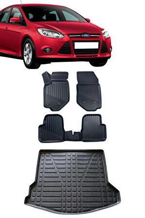 Ford Focus 3.5 2015-2018 Araca Özel 4D Havuzlu Paspas ve Bagaj Seti