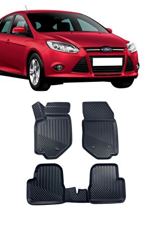 Ford Focus 3 2011-2014 Arası Araca Özel Kauçuk 4D Havuzlu Paspas Takımı