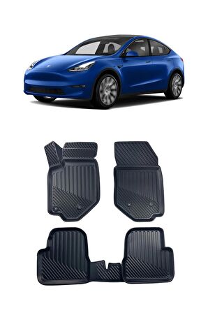 Tesla Model Y Araca Özel Kauçuk 4D Havuzlu Paspas Takımı