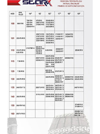 Vitrin Kar Zinciri 185/75 R16 Serme Mahmuzlu Kar Zinciri
