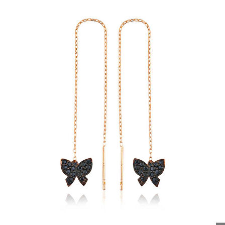 925 Ayar Gümüş Kelebek Zincir Küpe