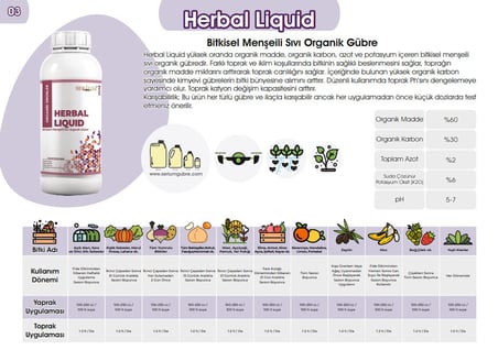 Serium Herbal Liquid Bitkisel Menşeli Sıvı Organik Gübre 1Lt