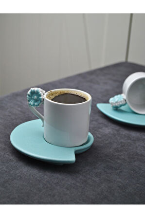 6 Kişilik 12 Parça Seramik Çiçekli Kahve Fincanı 100 ml Türk Kahve Fincan Takımı