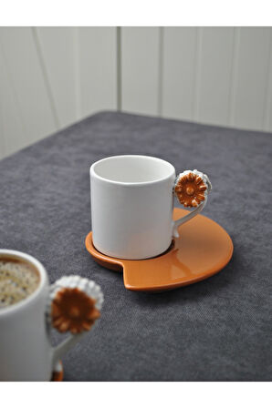 6 Kişilik 12 Parça Seramik Çiçekli Kahve Fincanı 100 ml Türk Kahve Fincan Takımı