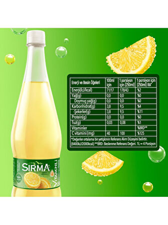 Sırma C Vitaminli Limon Aromalı Doğal Maden Suyu 1 Lt X 6 Adet
