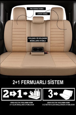 Dacia Logan 2004 ve Sonrası Uyumlu Saren Serisi Bej Koltuk Kılıfı
