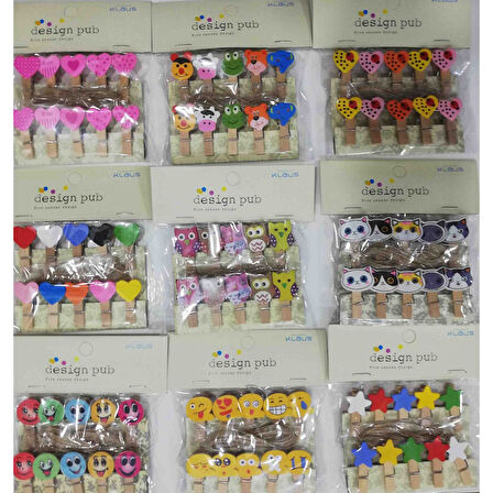 10 lu Şekilli Ahşap Mandallar 3.5cm (10 lu Set-10 Paket)