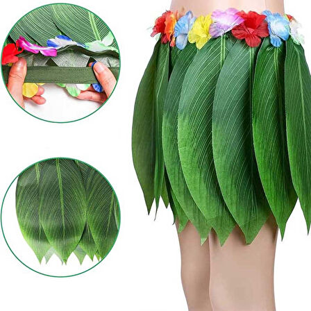 Tropikal Esintili Hawaii Yapraklı Parti Eteği Yetişkin Boy