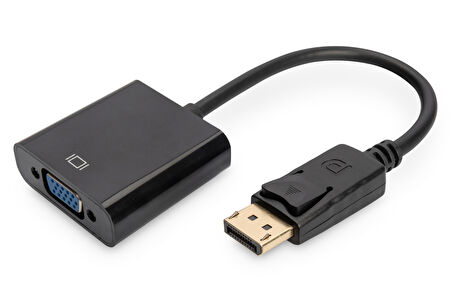 DIGITUS DisplayPort Adapter / Converter, Type DP - HD15 M/F, 0.15m,w/interlock, DP 1.2, bl