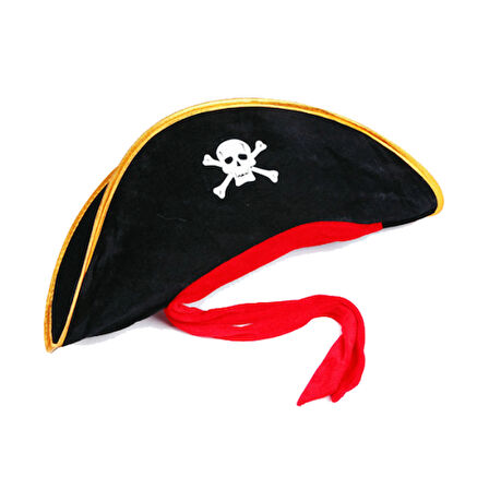Yetişkin Boy Kadife Jack Sparrow Denizci Kaptan Jack Korsan Şapkası 50X20 CM