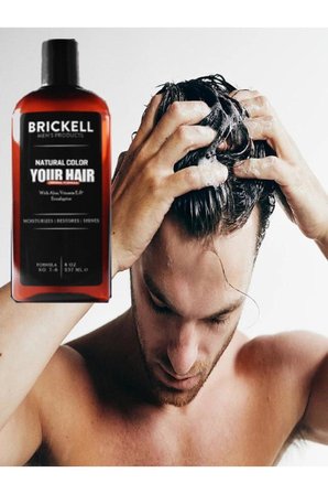 Brickell Erkeklere Için Saç Sakal Beyazlık Giderci Renklendirci Bakım Şampuanı 300 ml 2 Adet