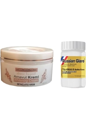Three Brand 100 ml Arnavut Aklık Kremi 1 Ad + Russıan Glare Tüy Dökücü Azaltıcı Merhem 50ML 1 Ad