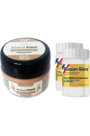 Three Brand 50 ml Arnavut Aklık Kremi 1 Ad + Russıan Glare Tüy Dökücü Azaltıcı Merhem 50 ml 2 Ad