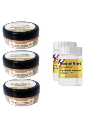 Three Brand 50 ml Arnavut Aklık Kremi 2 Ad + Russıan Glare Tüy Dökücü Azaltıcı Merhem 50 ml 3 Ad