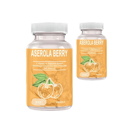 Aserola Berry 2 Kutu Aserola Ekstratlı C Vitaminli Antioksidanlı Probiyotik 30lu Soft Jel Kapsüller