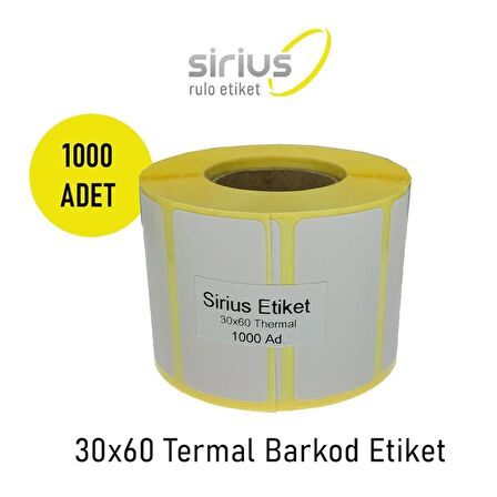 30x60 TERMAL BARKOD ETİKET (1 RULO 1000 ad)