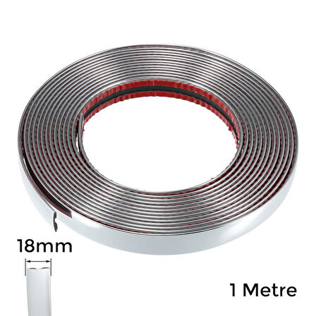 Yapışkanlı Nikelaj Şerit Bant Çıta 18mm 1 Metre Krom