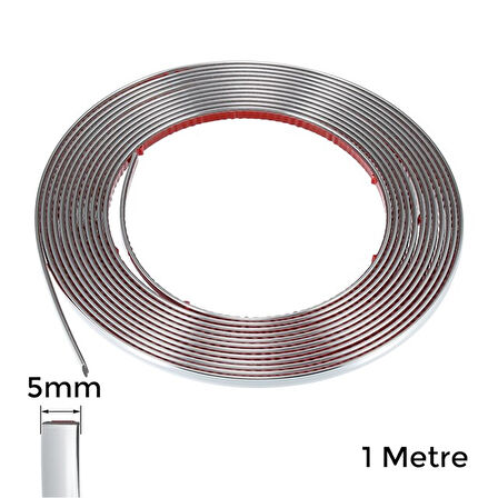 Yapışkanlı Nikelaj Şerit Bant Çıta 5mm 1 Metre Krom