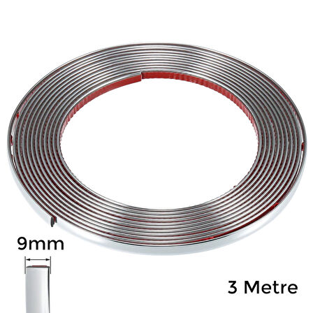 Yapışkanlı Nikelaj Şerit Bant Çıta 9mm 3 Metre Krom