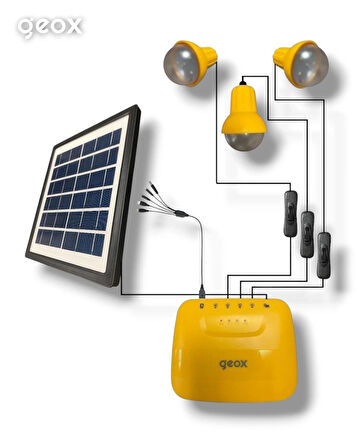 Geox Solar Panelli Kamp, Karavan, Bahçe, Balkon Aydınlatma Seti