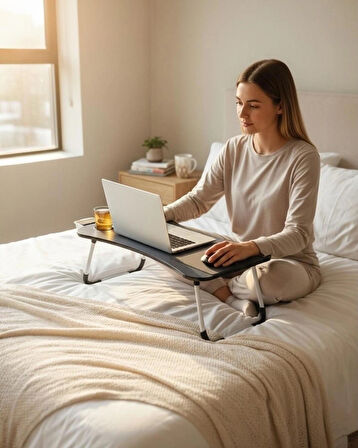 Oxy Çekmeceli Katlanır Laptop Sehpası, Tablet Sehpası, Ders Çalışma Masası