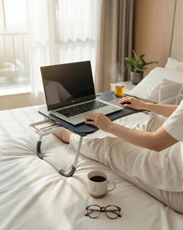 Oxy Çekmeceli Katlanır Laptop Sehpası, Tablet Sehpası, Ders Çalışma Masası