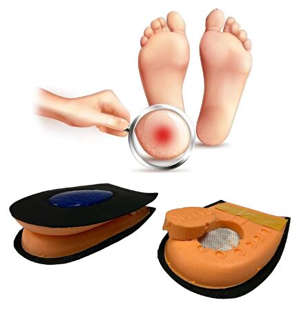 SRTfootcare Heelspur (Epin Topukluk) Hakiki Deri Jel Takviyeli Topuk Dikeni Yarım Tabanlık 1 Çift