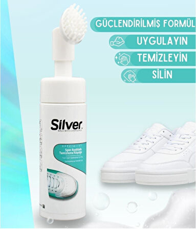 SİLVER Fırçalı Spor Ayakkabı Bakım Temizleme Köpüğü Güçlendirilmiş Formül 150 ML