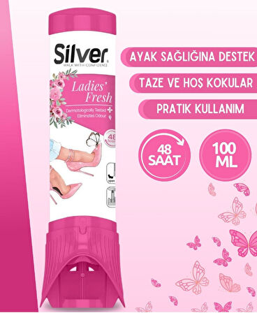 SİLVER Kadın Ayakkabı Deodorantı Koku Giderici Önleyici 100 ML Ladies Fresh