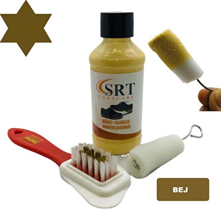 SRTfootcare Süet Nubuk Ayakkabı Bakım Boyası 110 Gr ve 4 Yönlü Temizleme Fırçası