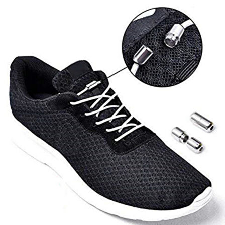 SRTfootcare Metal Vidalı Kilitli Akıllı Elastik Outdoor Ayakkabı Bağcığı Yuvarlak 100cm 1 Çift