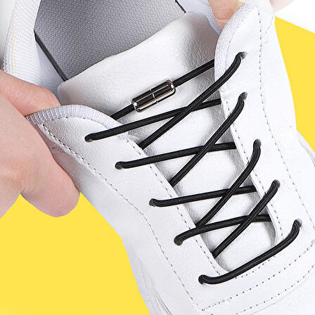 SRTfootcare Metal Vidalı Kilitli Akıllı Elastik Outdoor Ayakkabı Bağcığı Yuvarlak 100cm 1 Çift