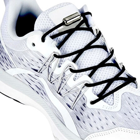 SRTfootcare Akıllı Vidalı Kilitli Elastik Outdoor Ayakkabı Bağcığı Yuvarlak 100cm (Siyah Nikel Vida) 1 Çift