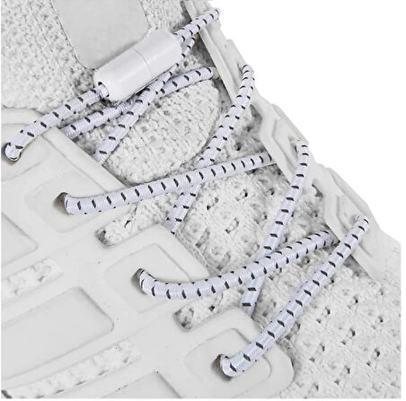 SRTfootcare Akıllı Vidalı Kilitli Elastik Outdoor Ayakkabı Bağcığı Yuvarlak Çizgili 100cm 1 Çift