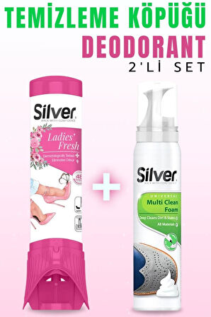 SİLVER Kadın Ayakkabı Deodorantı + Süngerli Temizleme Köpüğü 2'li Set