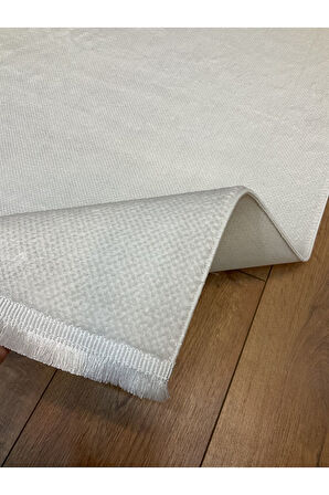 Punto Tek Gri Beyaz Salon Halı Hav Vermez Mutfak Halı Etnik Desen Koridor Halı Kesme Yolluk