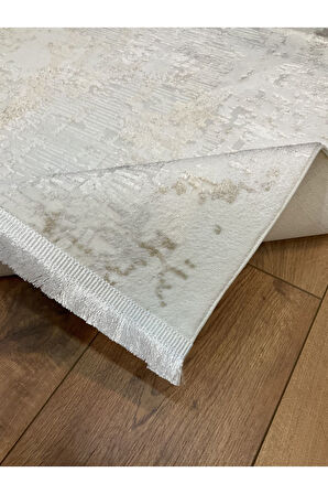 Bella SB-02 Beyaz Salon Halı Hav Vermez Mutfak Halı Etnik Desen Koridor Halı Kesme Yolluk