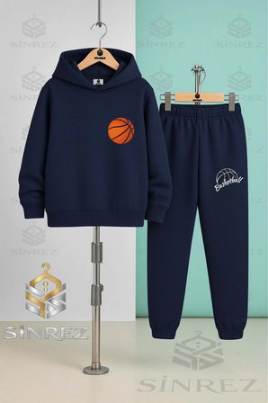 Çocuk Unısex BASKETBOL TRURUNCU TOP LOGO Kapşonlu Eşofman Takımı