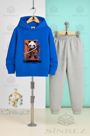 Çocuk Unısex PANDA NINJA KILICLI NOTA Kapşonlu Eşofman Takımı