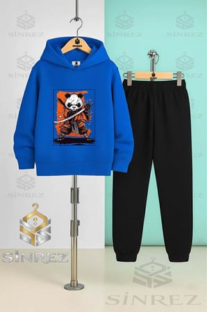 Çocuk Unısex PANDA NINJA KILICLI NOTA Kapşonlu Eşofman Takımı