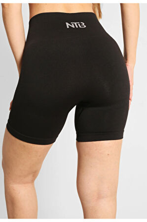 NTB Toparlayıcı Terletmez Esnek Kumaş Push-Up Büzgüsüz Kısa Tayt Black Color