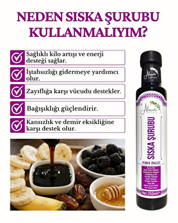 Zengin İçerikli Doğal Sıska Şurubu 250 ml x2 Adet