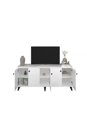 Simple Tv Ünitesi 3 Raflı 5 Kapaklı 150x44x64 BEYAZ