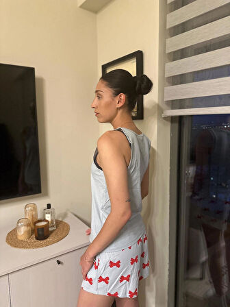 Kadın Fiyonklu Kısa Pijama Takımı