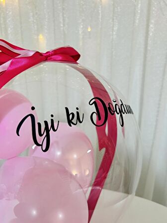 İyi ki Doğdun Şeffaf Balon - Kız Çocuk Doğum Günü Hediyesi Boya Kalemli + İsme Özel Boyama Sayfası